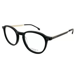 Óculos de Grau Aramis Masculino Acetato Redondo Preto Fosco Var158