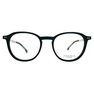 Óculos de Grau Aramis Masculino Acetato Redondo Preto Fosco Var158