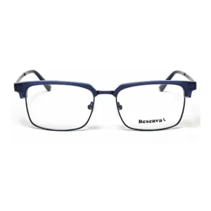 Óculos de Grau Masculino Reserva RSV2103 – Metal Retangular Azul Marinho com Molas
